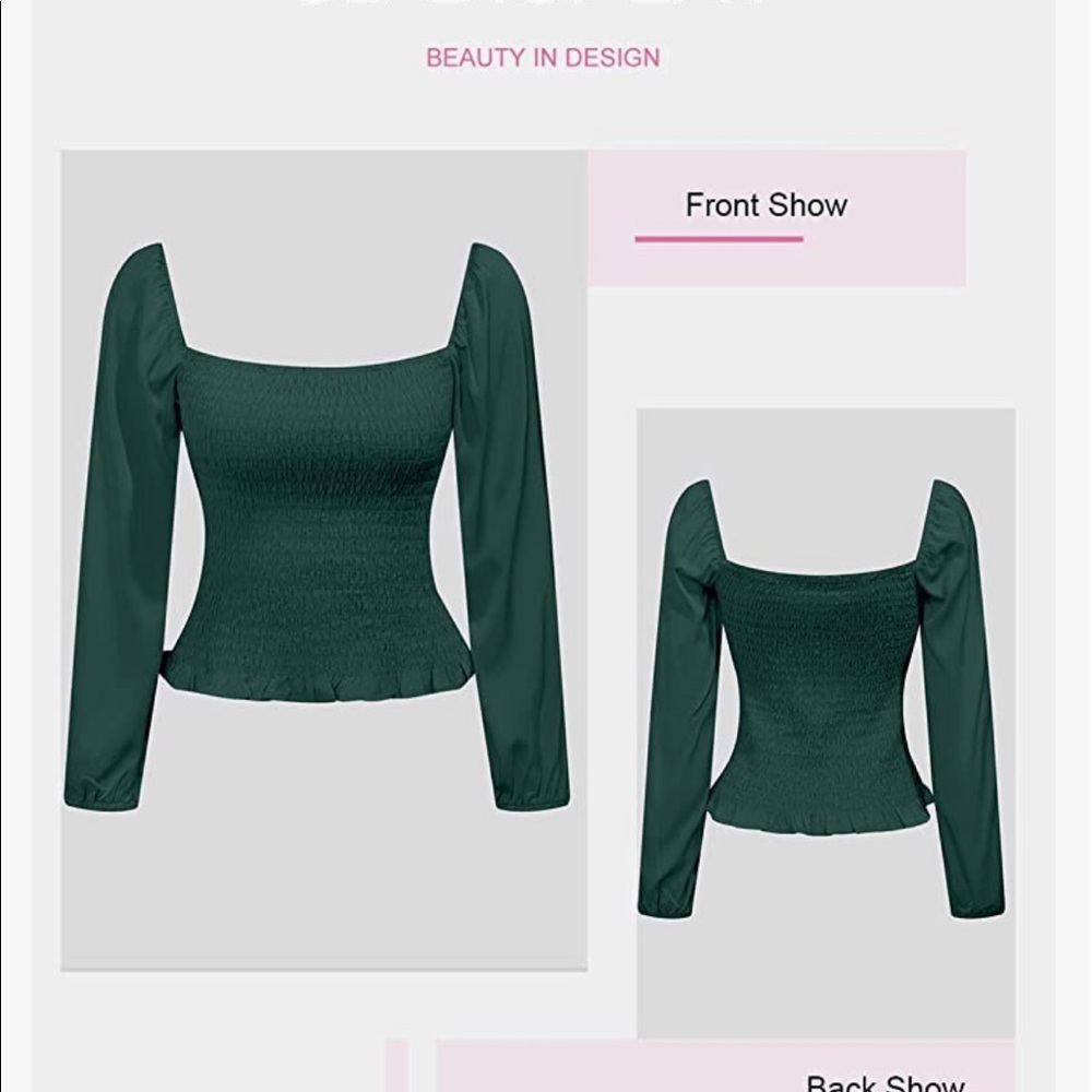 Puff Long Sleeve Square Neck Tops Off The Shoulder or Square neck top